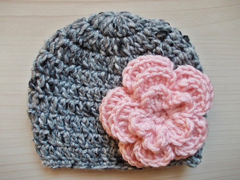 Handcrafted Crochet Wool Baby Girl Hat with a Floral Touch Crochet Wool Baby Hat with Delicate Flower Accent image 1