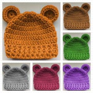 Simple Bear Hat Pattern - 6 Sizes - Crochet Bear Hat PDF Pattern - Newborn to 10 Years sizes - Instant Download - Crochet Hat Pattern