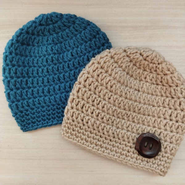 4 Sizes - Easy Crochet Hat Pattern - Simple Baby Boy Hat Crochet Pattern - PDF Pattern for Baby Hat - Instant Download - Hat Pattern