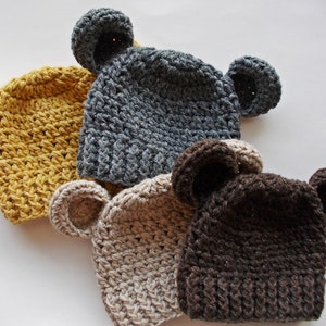 Wool Baby Bear Hats Adorable Baby Bear Beanies for Warmth and Cuteness Crochet baby bear hats Cozy baby bear beanies image 5