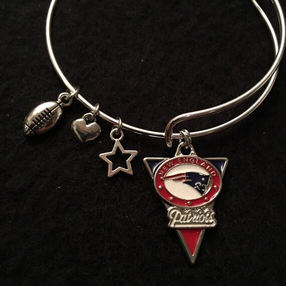 New England Patriots Silver Alloy Expandable Wire Wrap - Patriot Pendants Bracelets