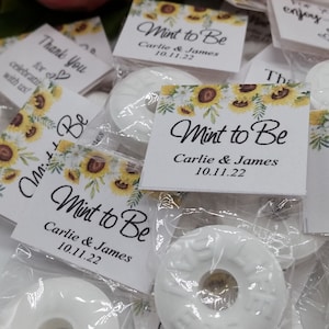 Sunflower Favors, Mint to Be Sunflower Wedding Favors Sunflower Wedding, Assembled Tagged mints, DIY mints and tags or Tags Only, Sets of 25