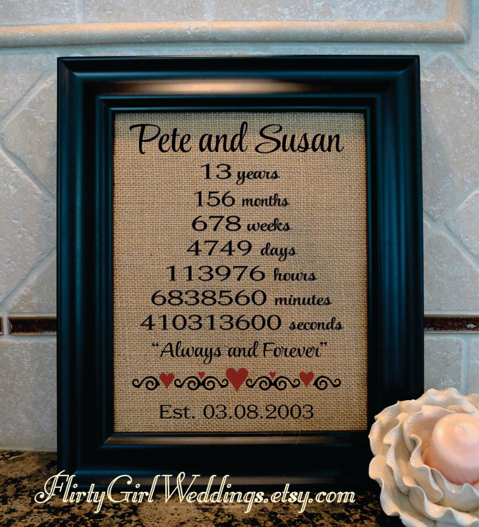 13th Anniversary 13th Anniversary Gift for Wife 13th Etsy