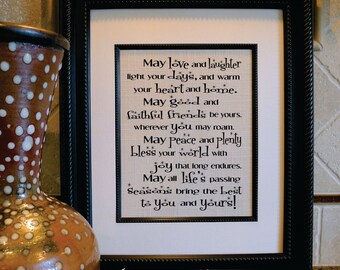 Irish Blessing, May Love and Laughter Light your Days, St. Patrick's print, Irish Saying or Quote, Irish Framed Wall Art, Ireland (sa129b)