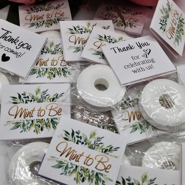 Mint Wedding Favors, Mint to Be, Eucalyptus Wedding, Assembled Tagged mints, DIY mints and tags or Tags Only, Gold Lettering, Sets of 25