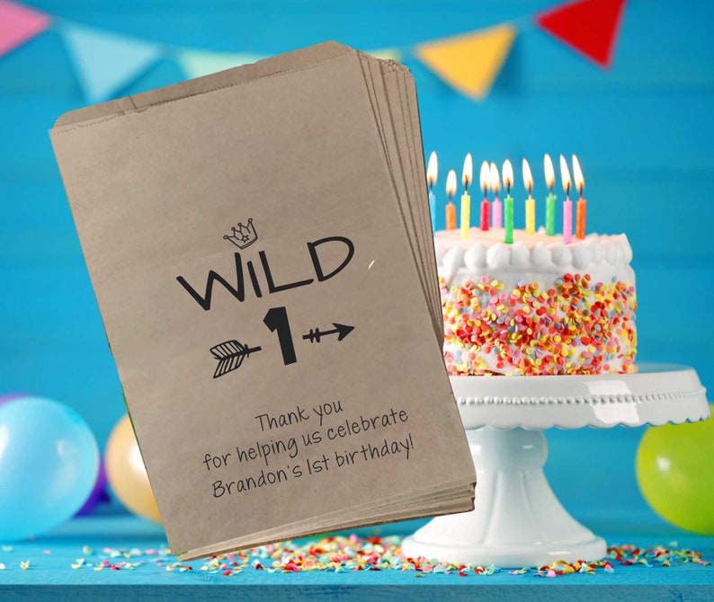 Boy First Birthday Favor Bags Candy Bags 1st Birthday Favor Etsy