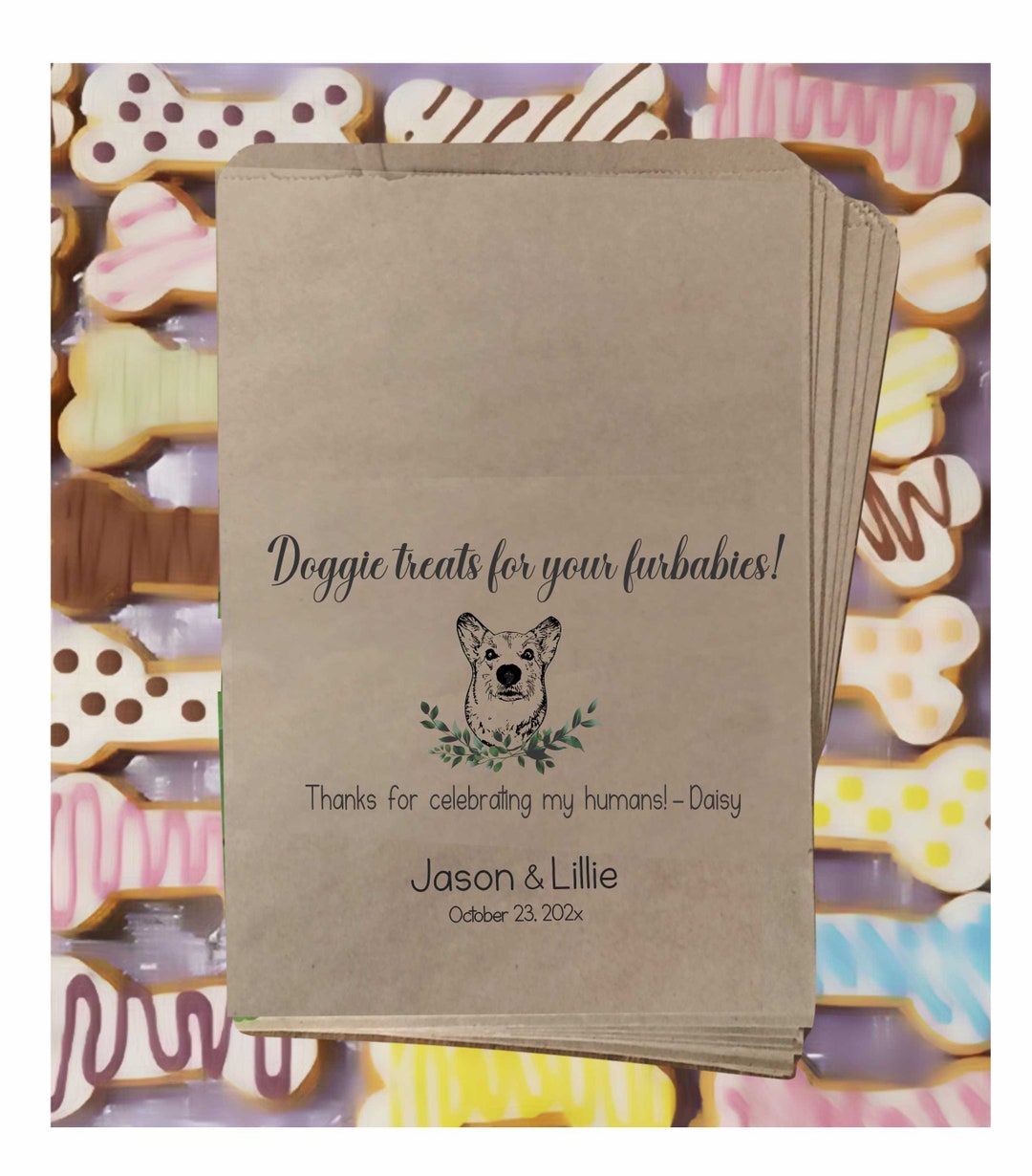 Wedding Dog Bags Custom Dog Favor Bag Dog Treat Bag Goodie Etsy