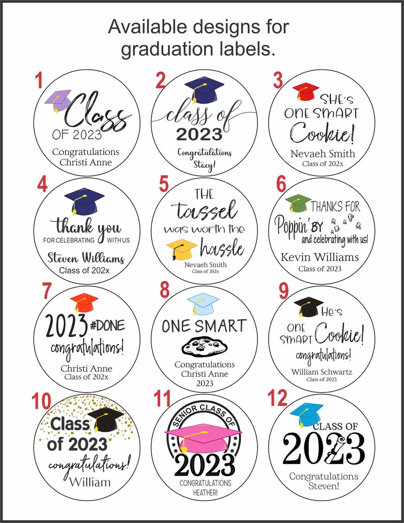 Graduation Labels 2023 Stickers Graduation Party Stickers Etsy