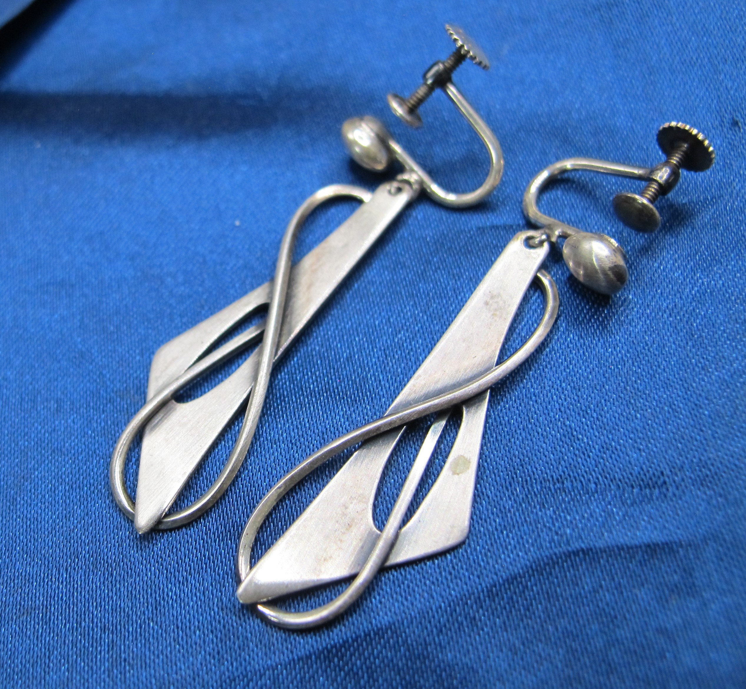 Solid 925 Silver Antique Pine Needle Long Drop Earrings Brushed Minimalist  Iconic Chandelier Earrings C11E4S25991