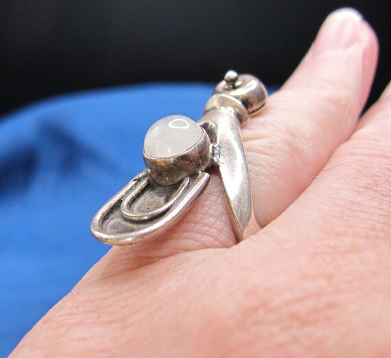 Unusual Sterling and Moonstone Ring Size 4.5 7.7 … - image 5