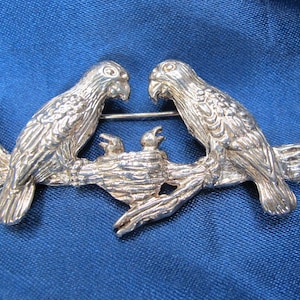 D&#39; Molina Sterling Nesting Birds Taxco Mexico Brooch 17 Grams