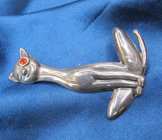 Parra Mexico Sterling Smiling Cat Brooch  4.8 Gra… - image 5