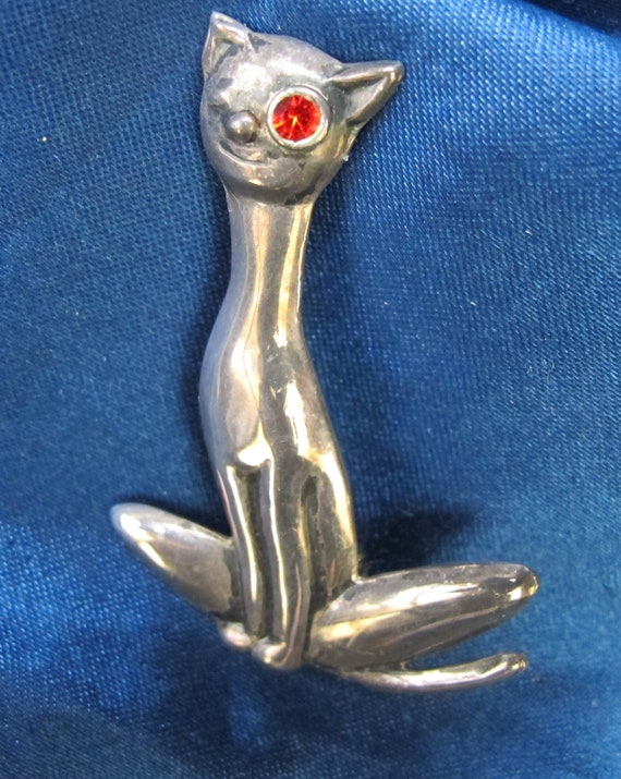 Parra Mexico Sterling Smiling Cat Brooch  4.8 Gra… - image 2