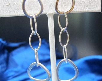 Long Elegant Sterling Loops Earrings 6.3 Grams