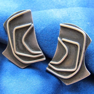 Engstrom Mid Century Modernist Sterling Screw Back Earrings Rare Find 8 Grams