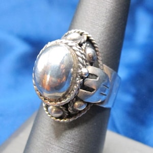 Adjustable Taxco Mexico Sterling Poison Ring 8 Grams  Size 7-9