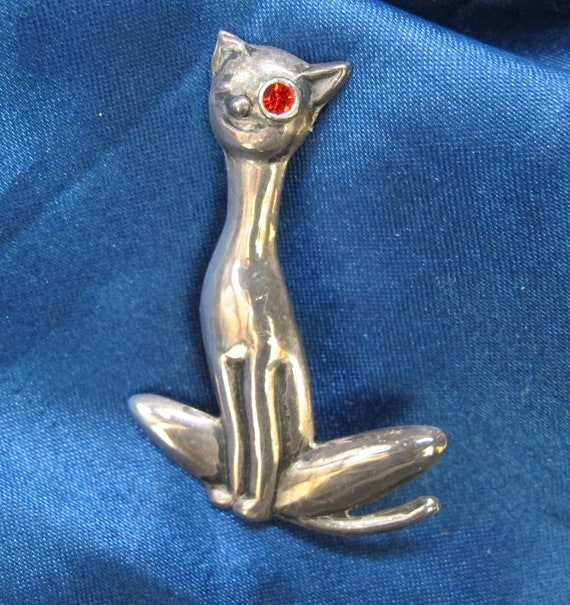 Parra Mexico Sterling Smiling Cat Brooch  4.8 Gra… - image 1
