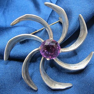 Taxco Mexico Broche en argent sterling et saphir tourbillonnant 11,3 g