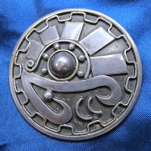 Carmen Beckmann Mexico Sterling Bird Hieroglyph Brooch 25 Grams