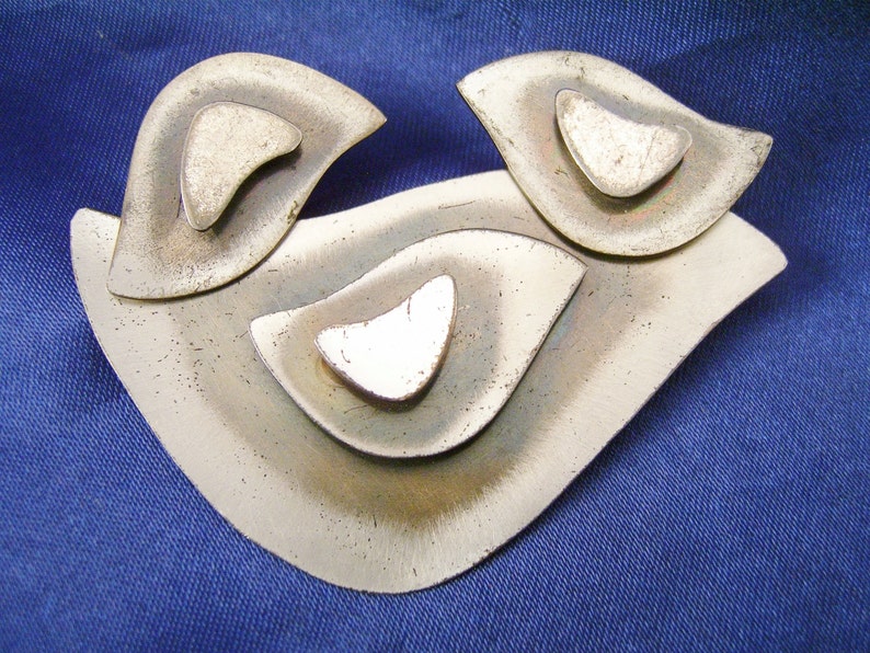 SALE ~ Nita Lustig Mid-Century Sterling Brooch and Earring Set ~ RARE