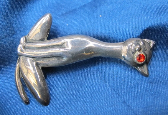 Parra Mexico Sterling Smiling Cat Brooch  4.8 Gra… - image 3