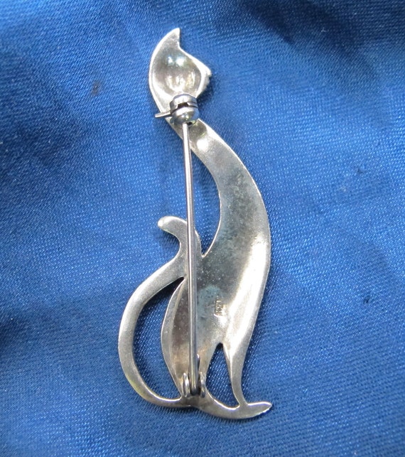 Sterling Kitty Cat with Attitude Brooch 5.6 Grams - image 5