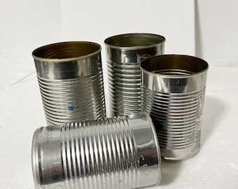 12 Tin Cans Two Sizes For TARGET PRACTICE  Not Suitable for Children Baking or Wedding Table Decor Excessive Glue Dents Possible