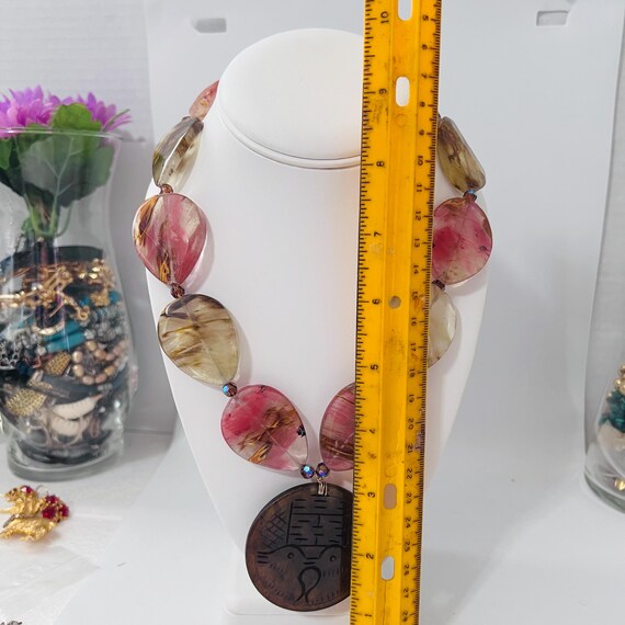 Oval Flat Bead Spring Necklace Statement Jewelry - image 5