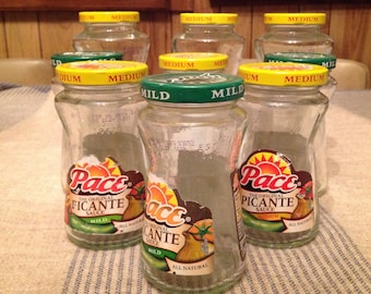 Farmhouse Decor Craft Pace Jars With Labels Mixed Sizes Up cycle Reuse Lot of 7 As Pictured