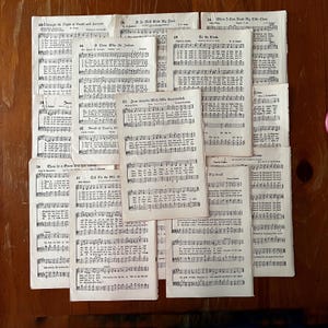 Vintage Music Pages Hymnal Craft Scrapbooking Paper Collage Lot of Twenty Five Pages Similar Mixed Hymnals