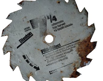 Vintage Rusty 7 1/4" Saw Blade: Steampunk Industrial Art Supply