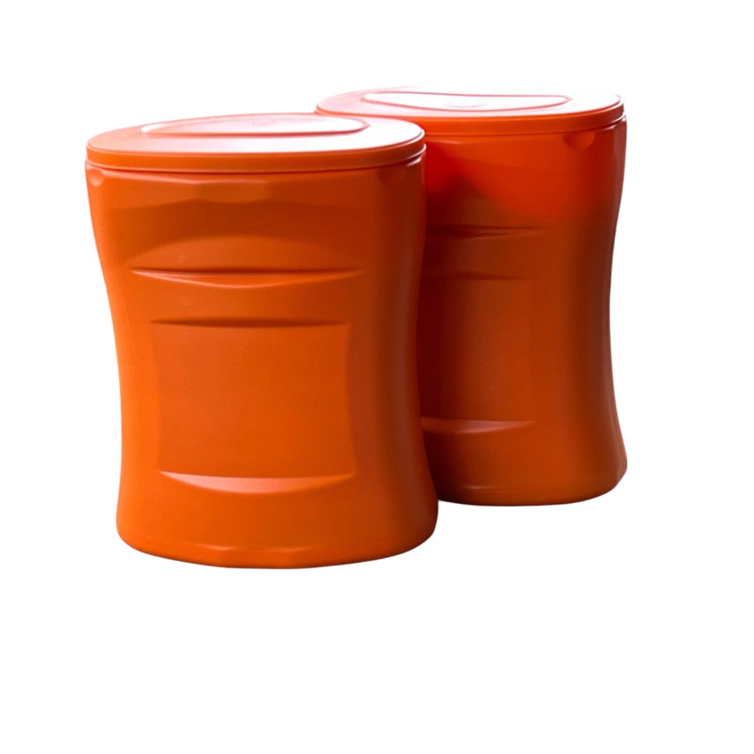 Orange Round Container Powder Orange Plastic Jars 1-gallon Storage Containers Lot of 2 to Upcycle - Etsy