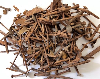 Rusty Metal Bits and Pieces Mostly Small Nails Craft Supply for Rust Dyeing Printing Assemblage 12 oz.