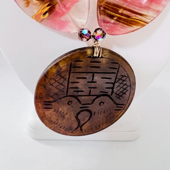 Oval Flat Bead Spring Necklace Statement Jewelry - image 3