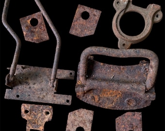 Rusty Vintage Farm Tool Parts Metal Assemblage  Altered Art Craft Supply Items