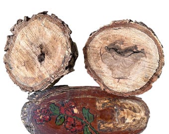 Two Wood Knots Holes and a Rescued Wood Folkart Oval Plaque