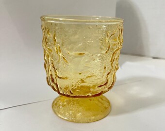 Vintage Anchor Hocking Lido Milano Juice Glass Footed Amber Bumpy Raised Pattern