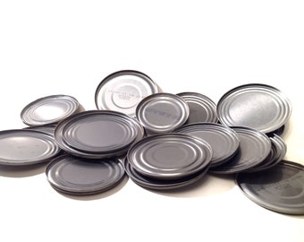 Metal Can Lids Lot of 15 Round Flat Upcycled Steampunk Craft Supply