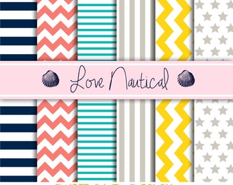 Set di 6 immagini DIGITALI Love Nautical