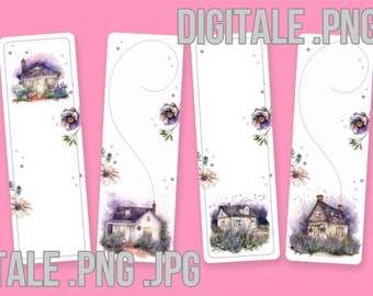 FICHIER imprimable pour le signet du thème de la petite maison à l'aquarelle + Clipart