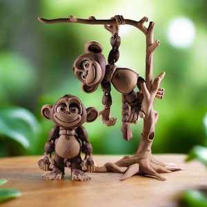 3D Printed Articulating Monkey Toy – Poseable Jungle Animal Playset – Kids Fidget Toy – Cute Monkey Gift – Desk Toy – Articulated Animal
