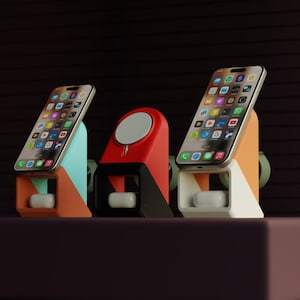 Sleek 3‑in‑1 MagSafe Charging Stand – iPhone, Watch & AirPods Dock