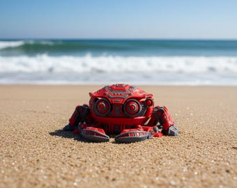 3D Printed Articulated Cyber Crab • Futuristic Mecha Print-in-Place Toy • Desk Fidget & Sci‑Fi Decor