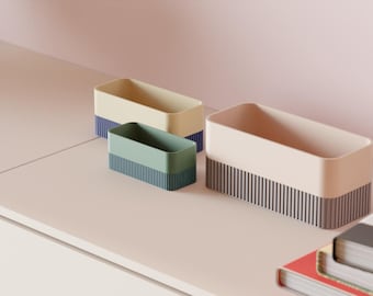 Modern Geometric Planter with Base – 3D Printed Geometric Indoor Plant Pot, Drainage Included, Custom Color Options