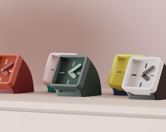 Curved Desk Clock Modern Minimalist Clock 3D Printed Sleek Desk Decor Angled Clock Contemporary Home Decor Custom Color