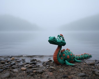 Flexi Loch Ness Monster 3D Printed | Articulated Nessie Toy | Fidget Desk Toy | Cryptid Figure | Cute Sea Serpent Gift