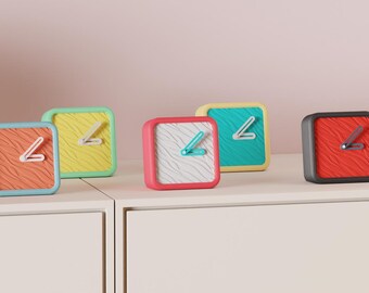 Aesthetic Desk Clock Minimalist Modern Clock 3D Printed Desk Decor Clean Desk Setup Home Office Decor Custom Color Gift