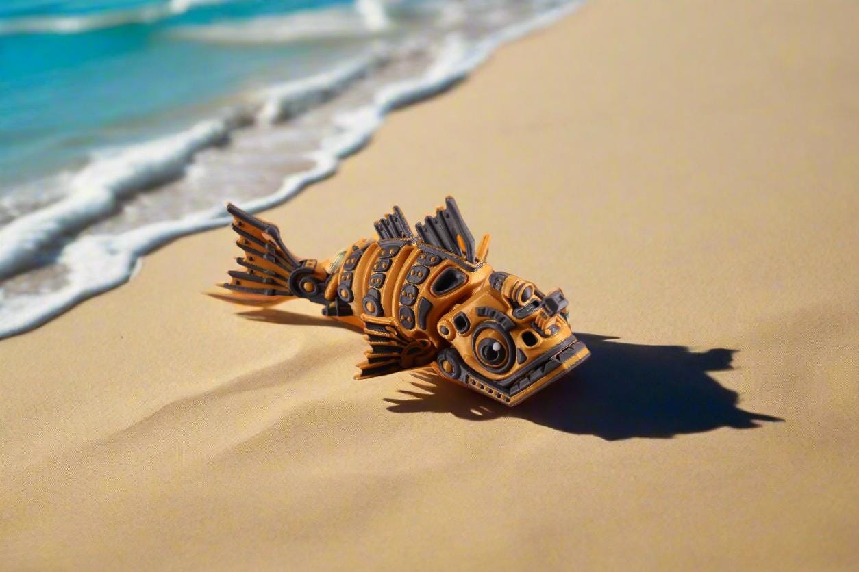 Futuristic Fidget 3D Printed Articulated Cyber Fish – Futuristic Robotic Fidget Toy ...