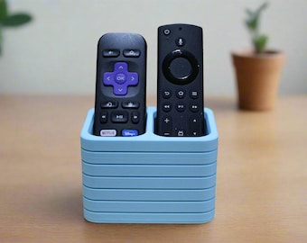 2 Remote Holder Organizer – Dual TV Remote Caddy for Roku, Fire Stick & Cable, 3D Printed Remote Stand, Desk and Nightstand Storage