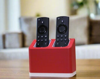Dual Remote Holder – TV Remote Organizer for Fire TV, Roku & Apple TV, Modern Remote Caddy, Custom Color Storage